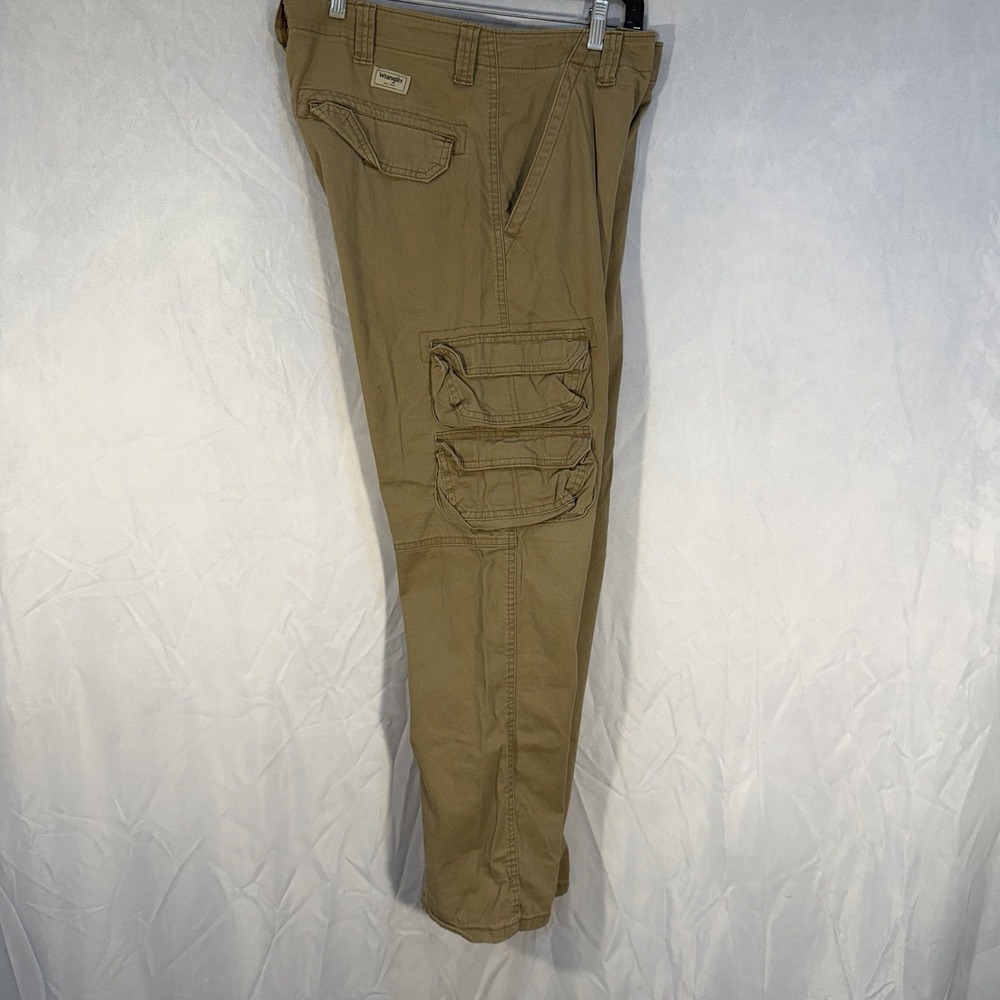 Wrangler Mens Cargo Pants 36x28 Beige Relaxed Fit Cotton Utility Workwear (READ)